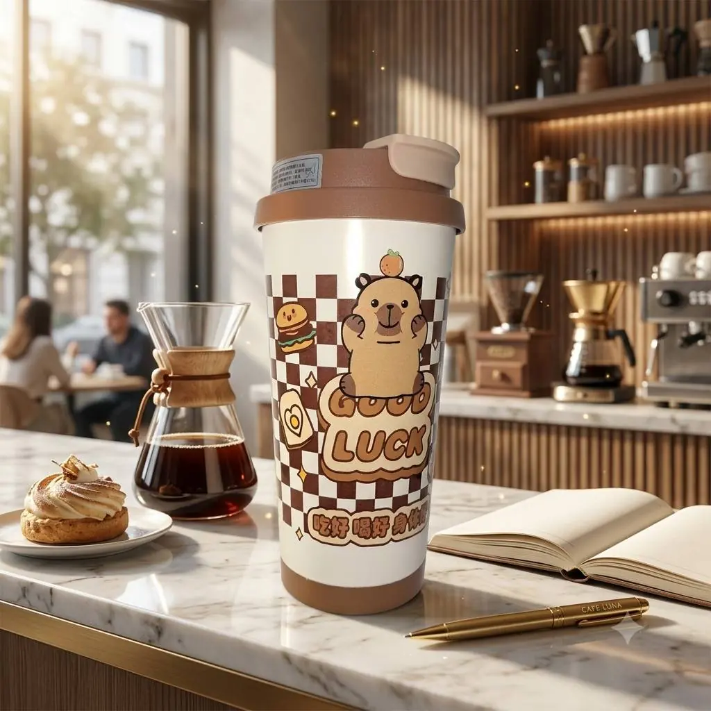 تراول‌ماگ استیل فانتزی طرح Capybara  ظرفیت ۵۲۰ میلی‌لیتر کد 157