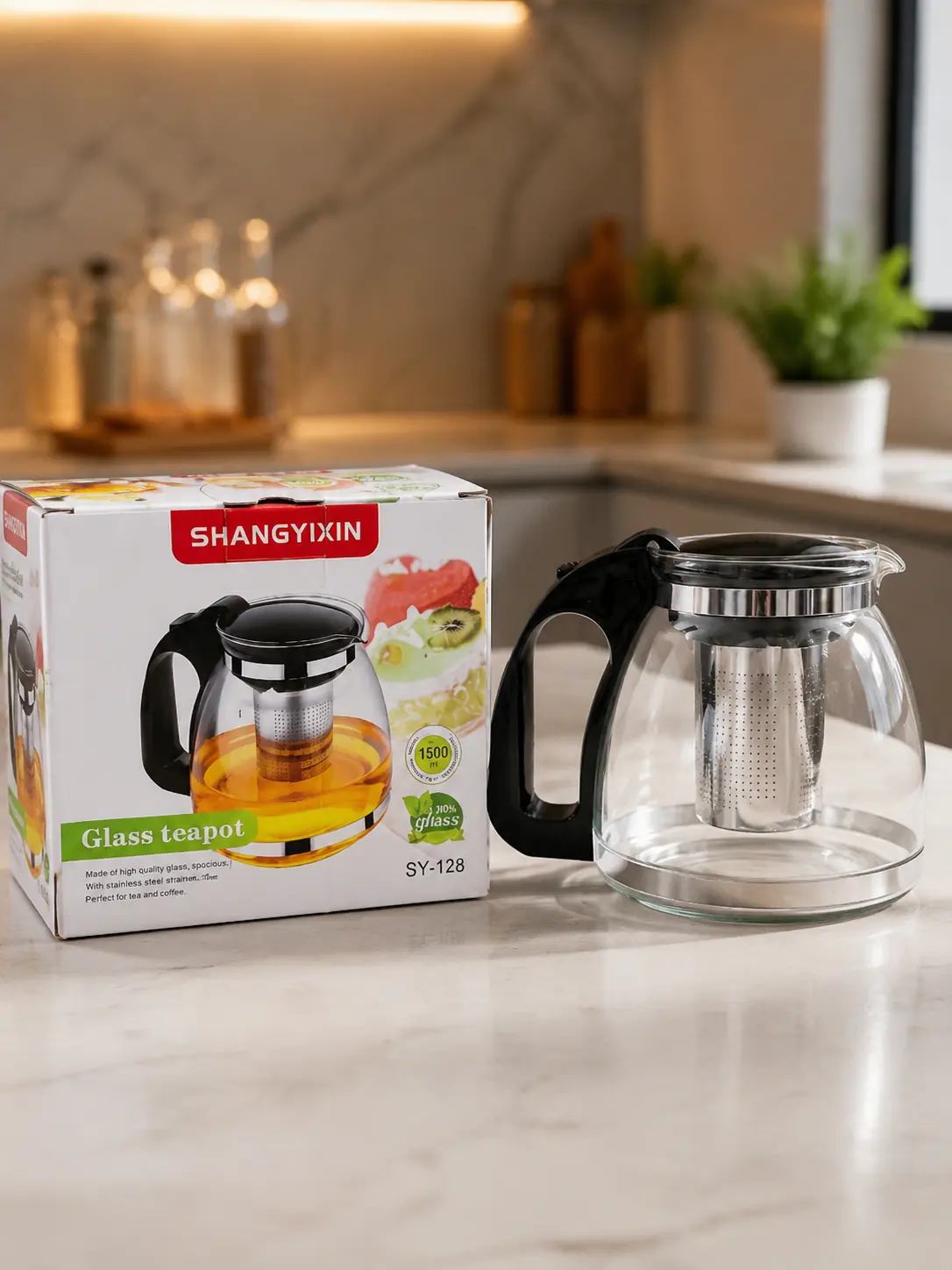 قوری چای ساز SHANGYIXIN مدل SY-128 ظرفیت ۱۵۰۰ میلی‌لیتر کد 45