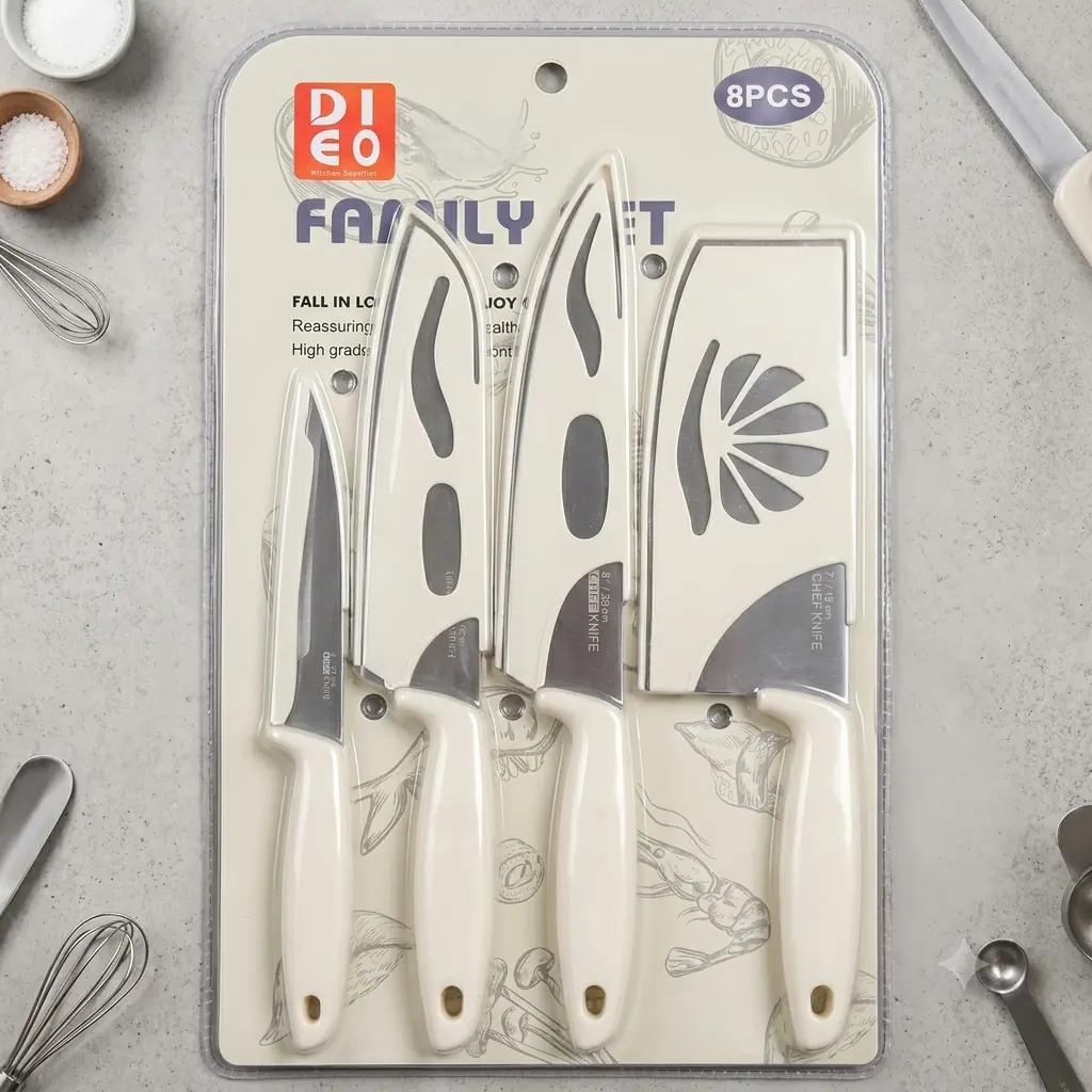ست چاقوی آشپزخانه DI EO مدل 8PCS دسته سفید کد 96