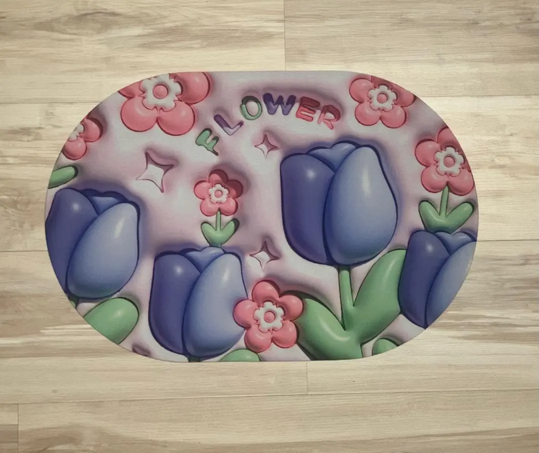 پادری فانتزی طرح گل Flower بنفش‌صورتی سایز 60×40