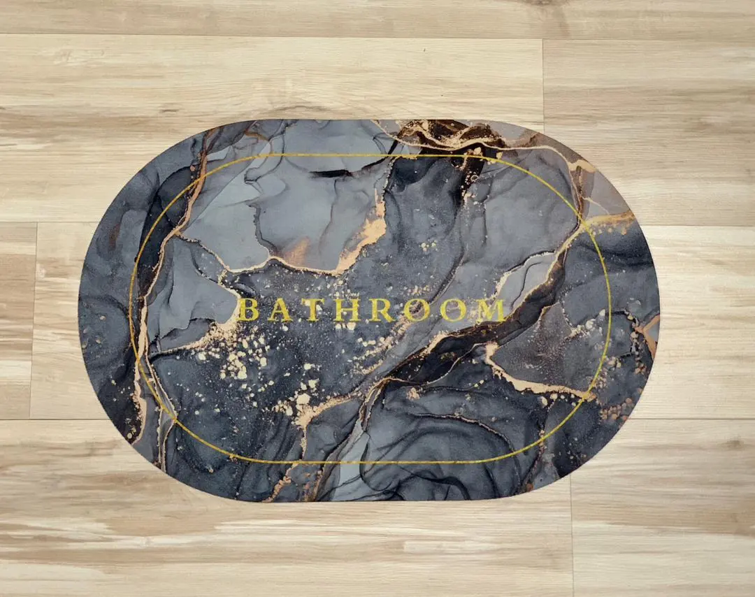 پادری طرح ماربل Bathroom طوسی‌مشکی طلایی سایز 60×40