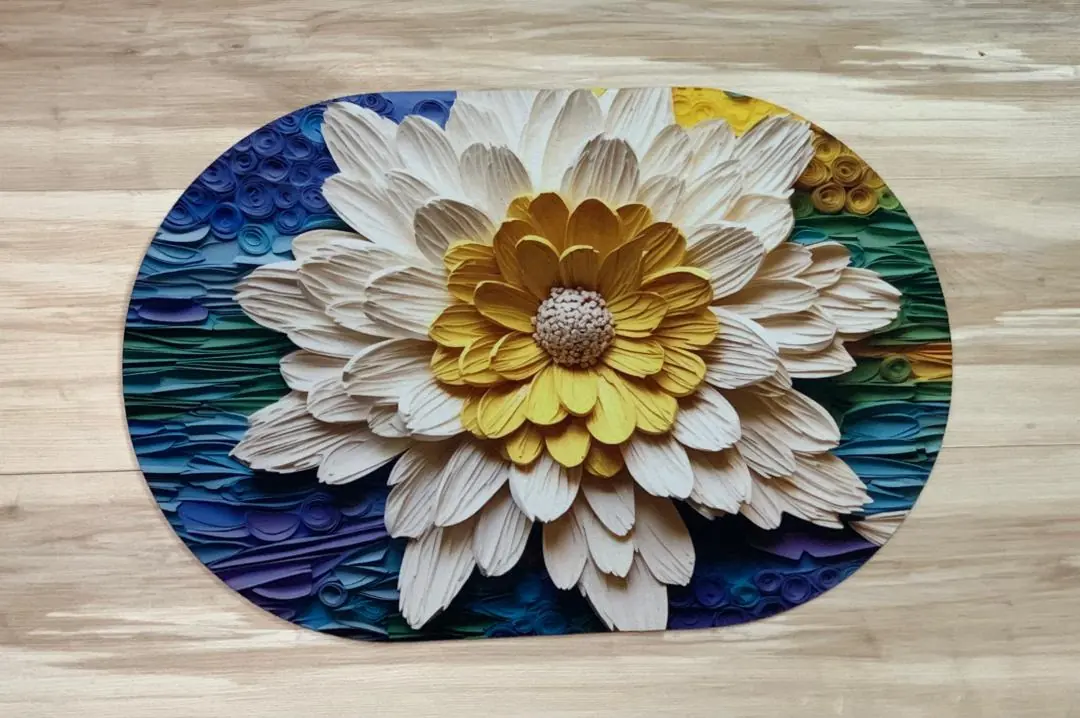 پادری طرح گل سه‌بعدی رنگارنگ هنری سایز 60×40