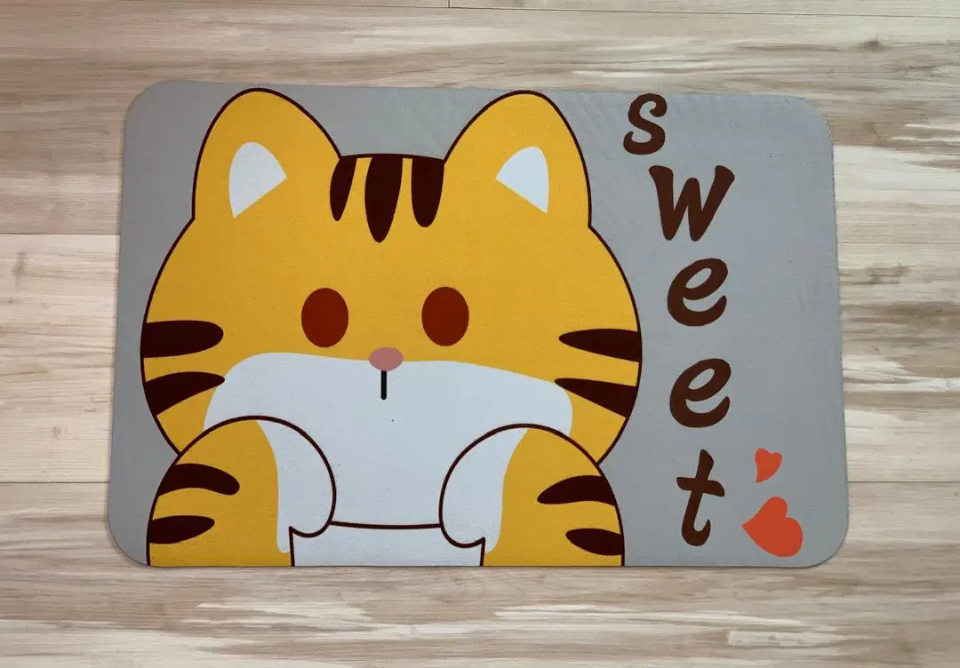 پادری فانتزی طرح گربه Sweet زرد و خاکستری سایز 60×40