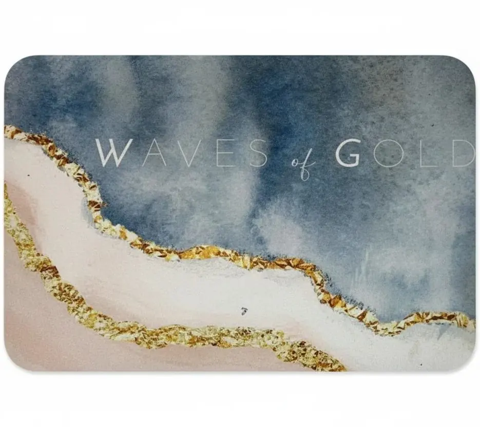 پادری طرح آبرنگی Waves of Gold آبیصورتی سایز 60×40