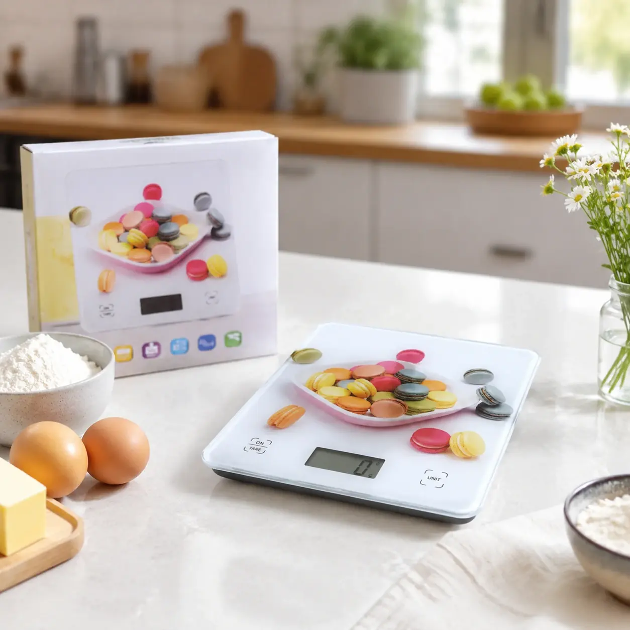 ترازوی دیجیتال آشپزخانه ELECTRONIC KITCHEN SCALE مدل B۳۰۶ طرح ماکارون
