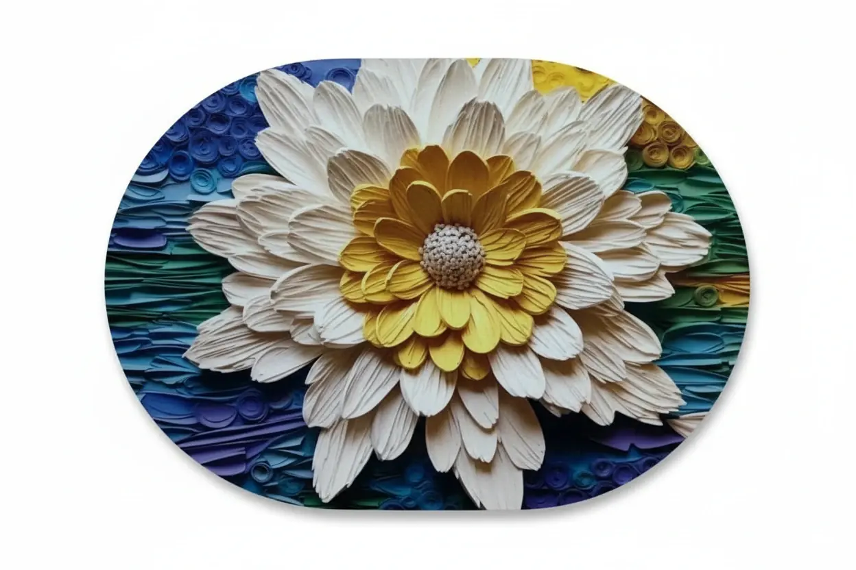 پادری طرح گل سه‌بعدی رنگارنگ هنری سایز 60×40