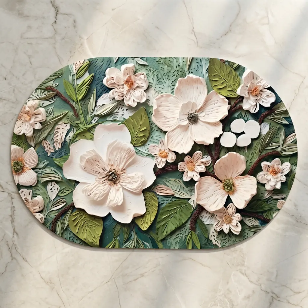 پادری سیلیکونی طرح باغ شکوفهها گل سهبعدی