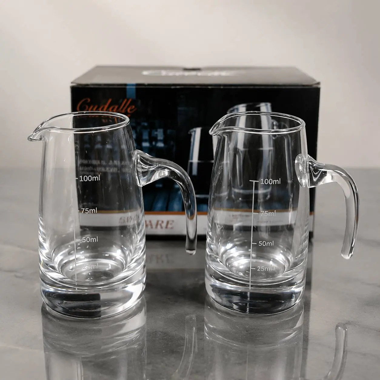 سس‌ریز شیشه‌ای دسته‌دار 100 میلی‌لیتر پارچ سرو کوچک مدرج کد 231