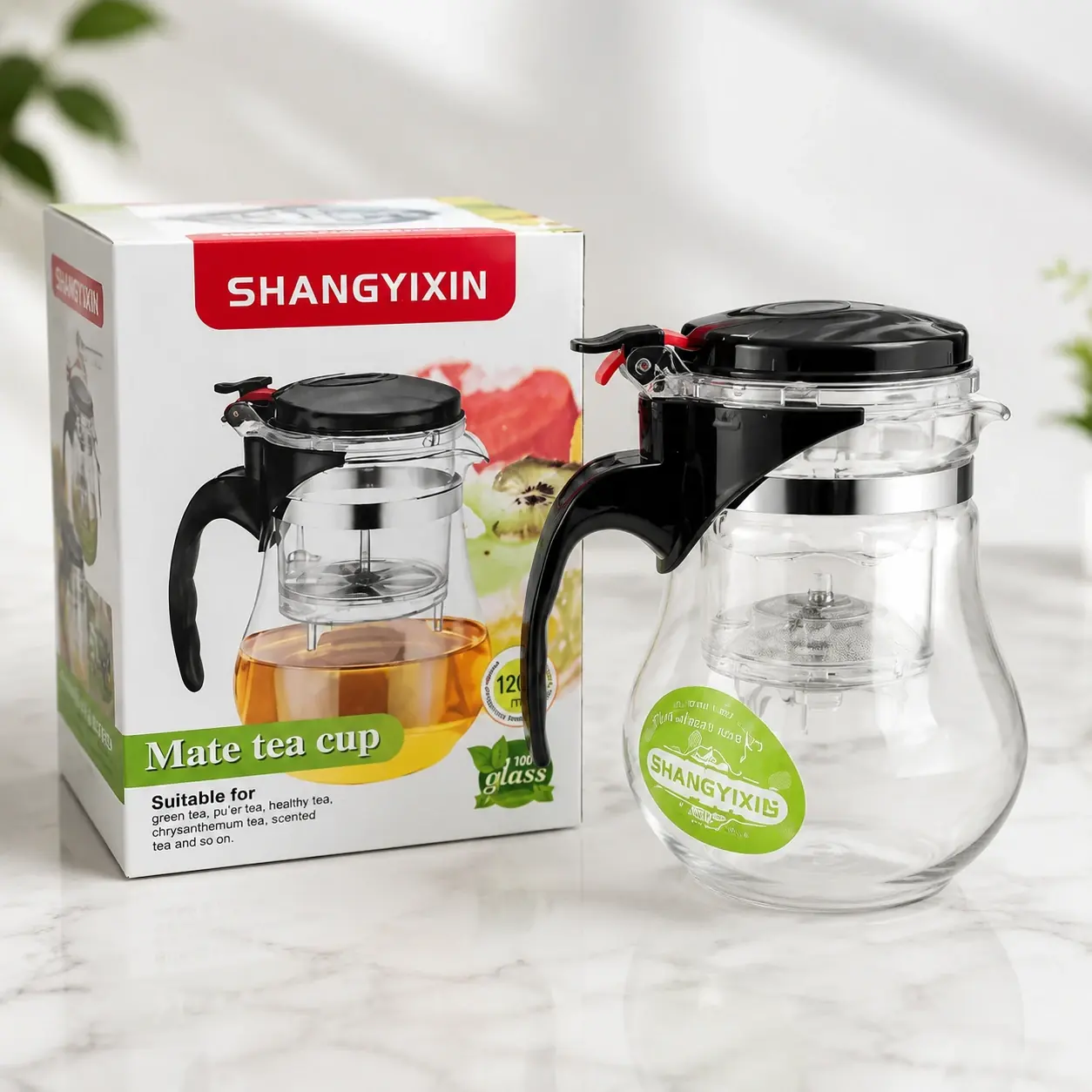 قوری دمنوش و چای SHANGYIXIN مدل Mate Tea Cup ظرفیت ۱۲۰۰ میلی‌لیتر کد 48