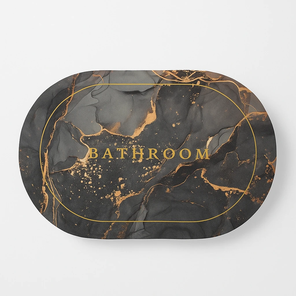 پادری طرح ماربل Bathroom طوسی‌مشکی طلایی سایز 60×40
