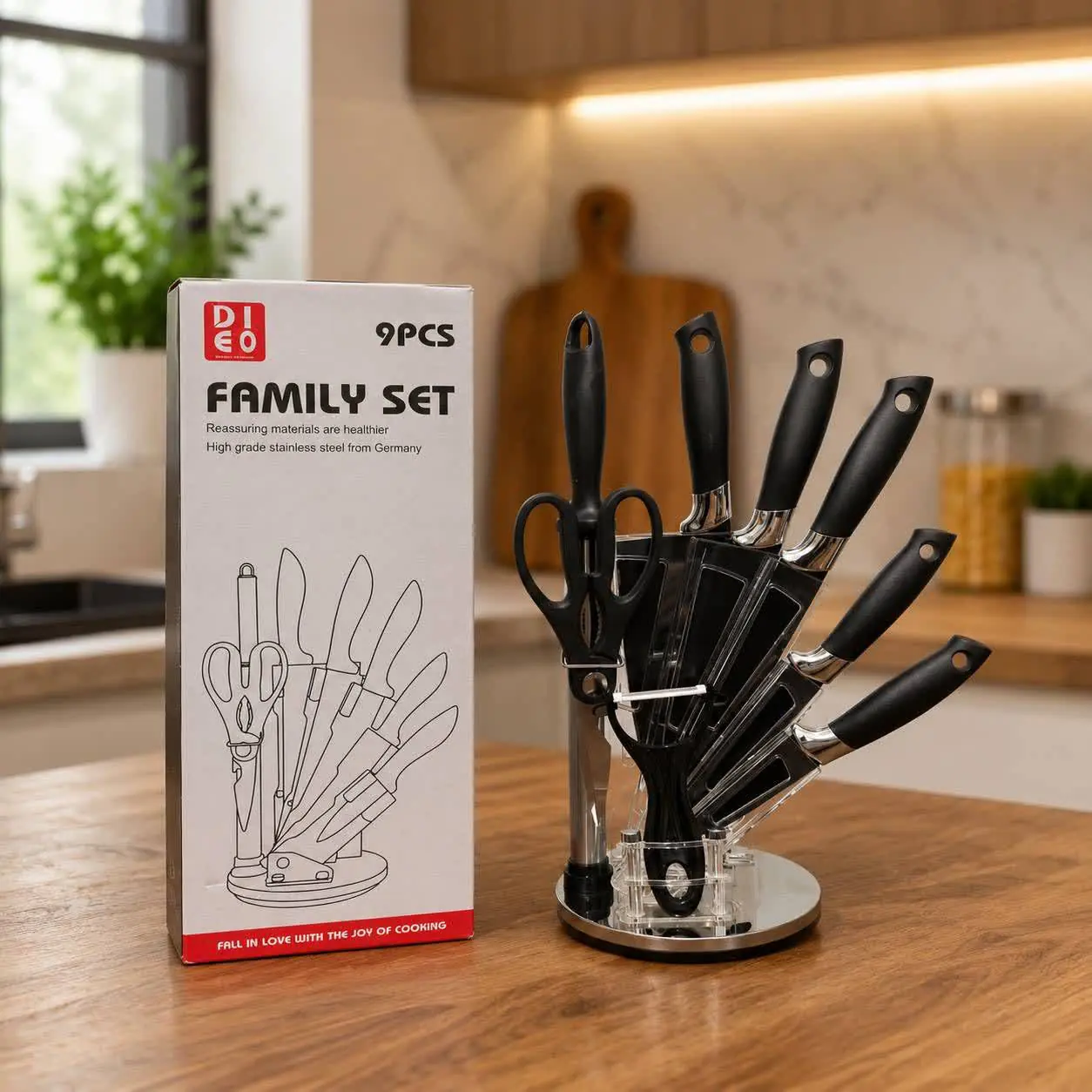 ست چاقو و ابزار آشپزخانه DIEO مدل Family Set 9PCS رنگ مشکی