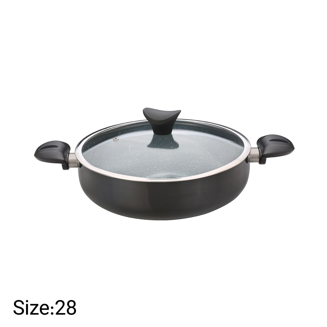 تابه دو دسته گرانیتی نچسب نیوهوم سایز ۲۸ مدل NH13-0033
