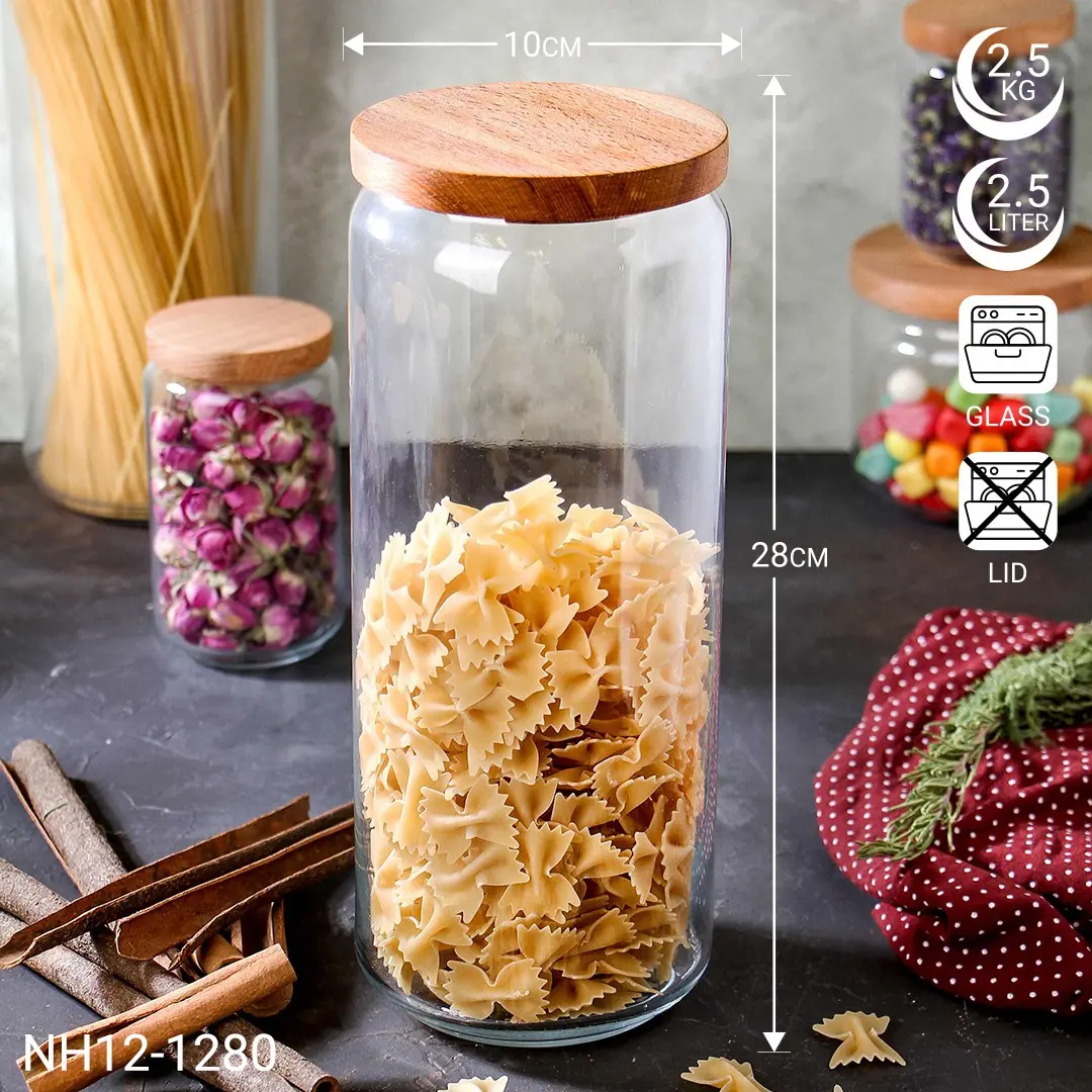 بانکه شیشه‌ای درب چوبی نیوهوم مدل NH12-1280