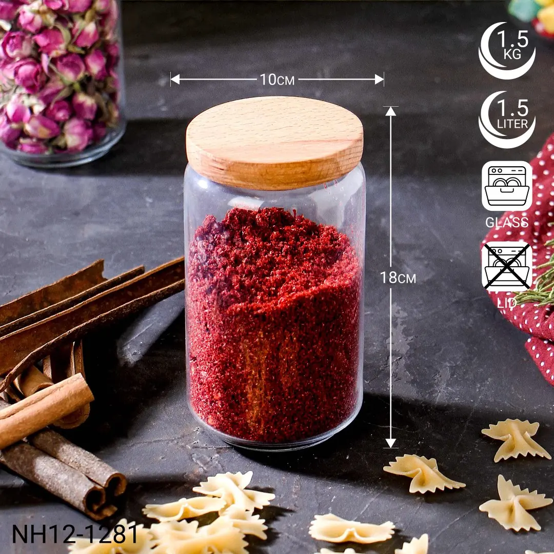 بانکه شیشه‌ای درب چوبی نیوهوم مدل NH12-1281